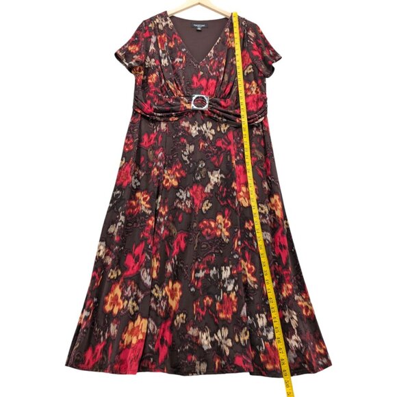 Perceptions Woman Maxi Dress Multicolor Floral Short Sleeve V Neck Size 18W - Picture 7 of 11